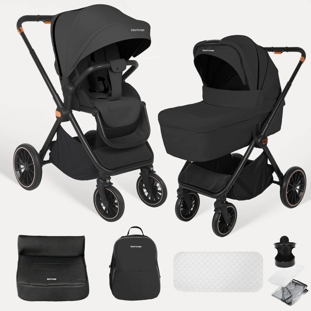 BabyVoyage 4-in-1 Kinderwagen-Reisesystem mit ISOFIX & 360°-Schwenkrädern – Für Neugeborene bis 26 kg