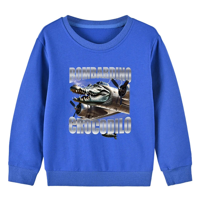 Kinder Hoodie – Italian Brainrot Meme “Bombardino Crocodilo” – Unisex (3–12 Jahre)