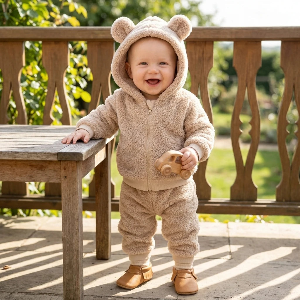 Baby Winter-Set – Fleece-Hoodie mit Reißverschluss & Hose, 2-teilig (9M–5 Jahre)