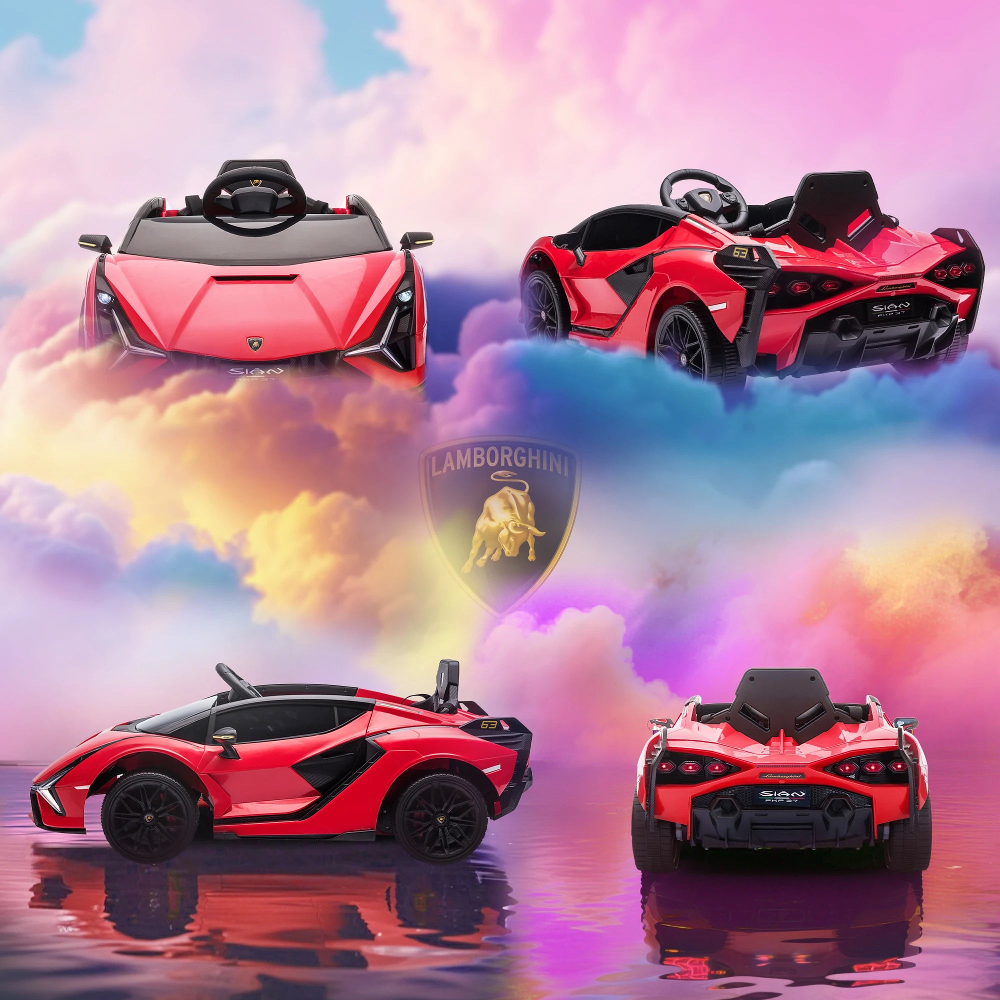 Kinder Elektroauto 12V – Rot, 2,4G-Fernbedienung, LED, Musik & Sicherheitsgurt (3–5 Jahre)