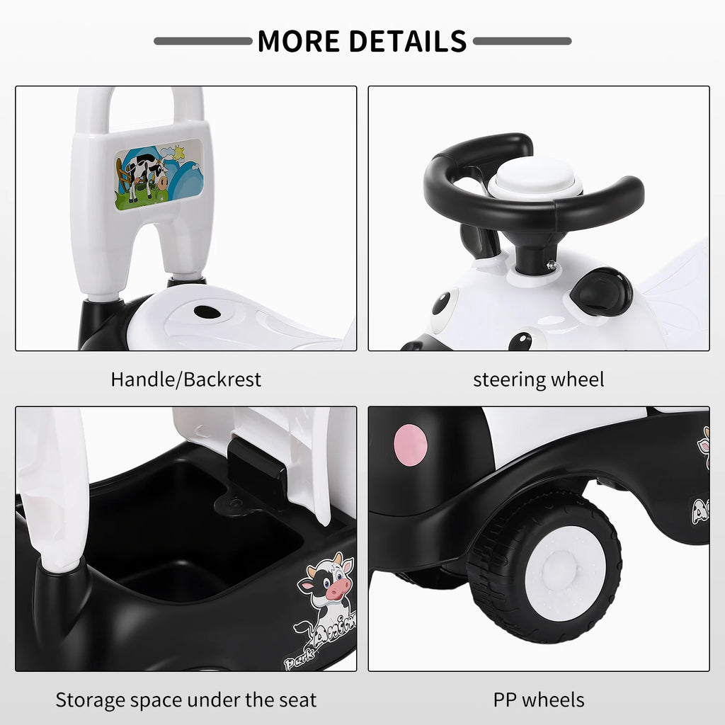 Kinderroller in Kuh-Design mit Staufach