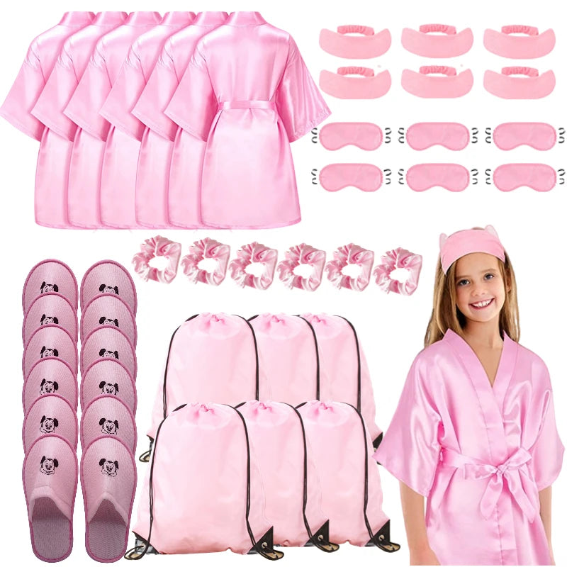 Spa Party Set für Mädchen – 6-teiliges Bademantel- & Pyjamaparty-Set