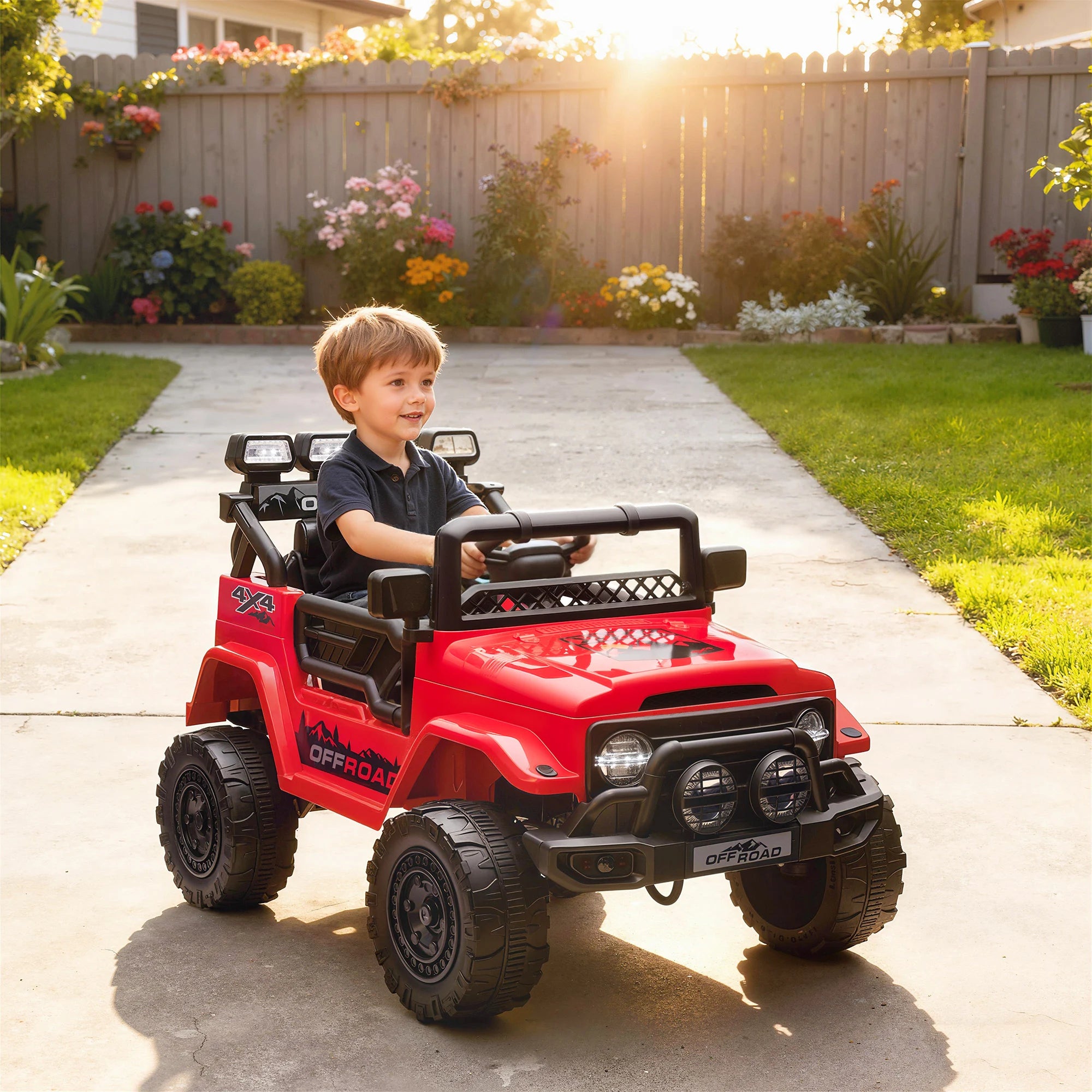 Kinder Elektro-Geländewagen mit Fernbedienung – Rot (99 x 66 x 68,5 cm)