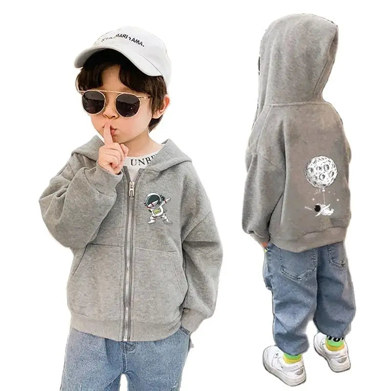 Kinder Kapuzenjacke mit Astronauten-Print | Reißverschluss | Unisex | 3–6 Jahre