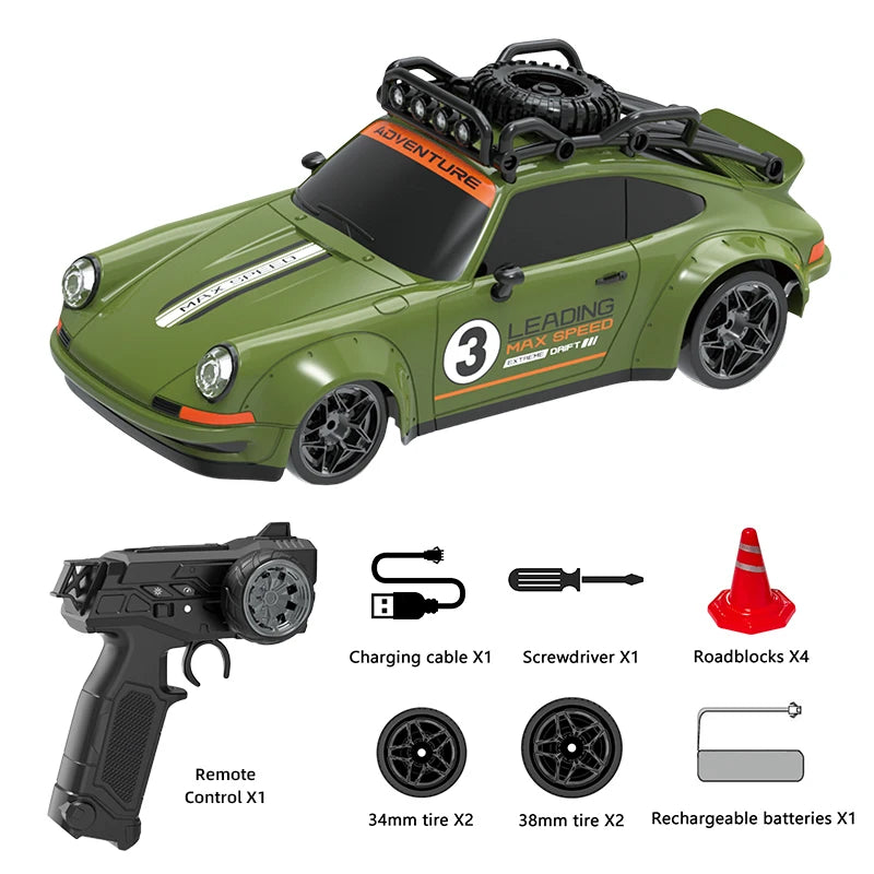 RC Drift-Auto 1:18 – Ferngesteuertes Rennfahrzeug mit Licht & 2,4-GHz-Funk