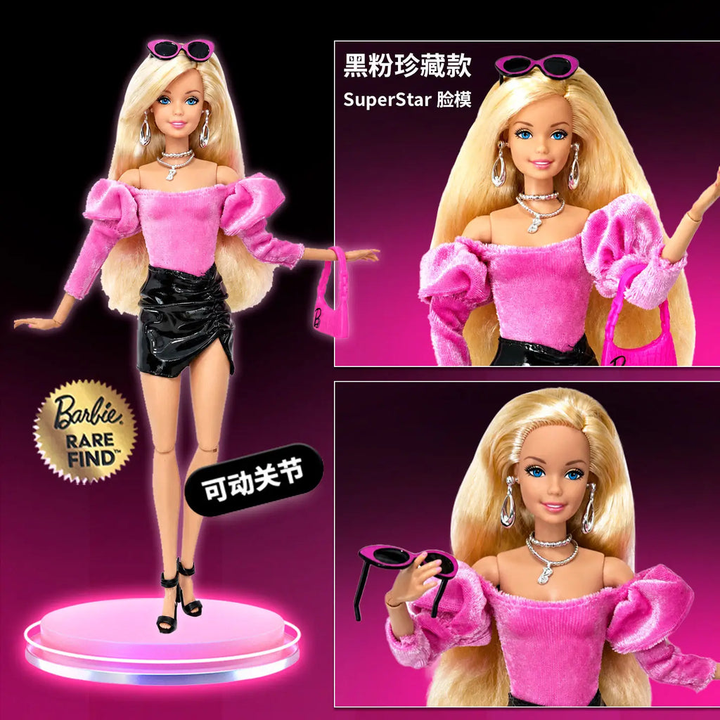 Barbie Superstar Deluxe Fashion Puppe – Schwarz & Pink, ca. 30 cm