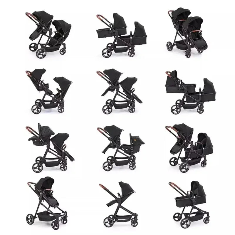 Multifunktionaler Zwillingskinderwagen – Faltbar, leicht & zum Babyfahrrad umbaubar