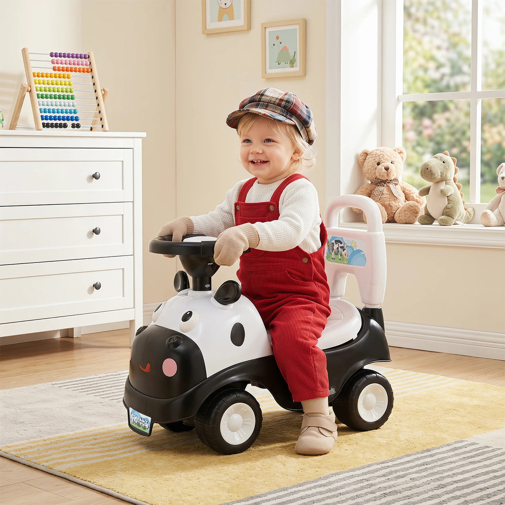 Kinderroller in Kuh-Design mit Staufach