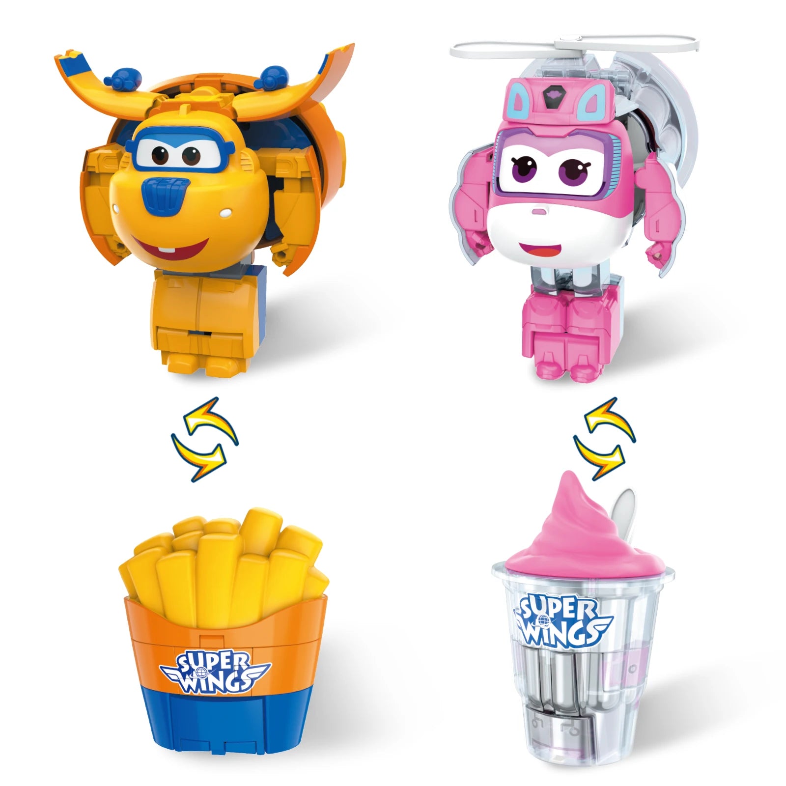 Super Wings 2-in-1 Transformierbarer Roboter – Dizzy & Donnie Foodie-Serie