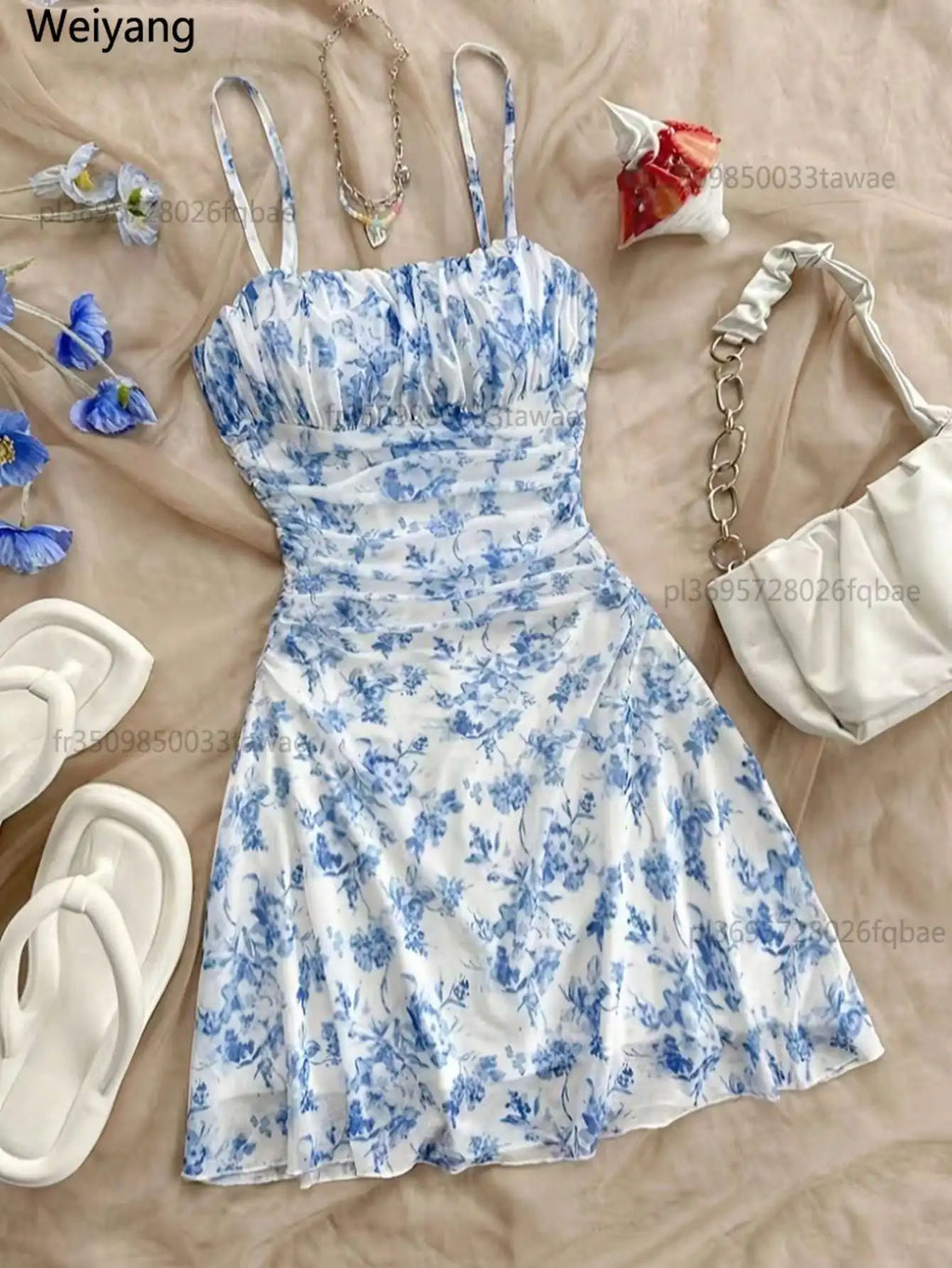 Mädchen Sommerkleid Schulterlos | A-Linie bis Wadenmitte | Ab 14 Jahre | inkl. Accessoire