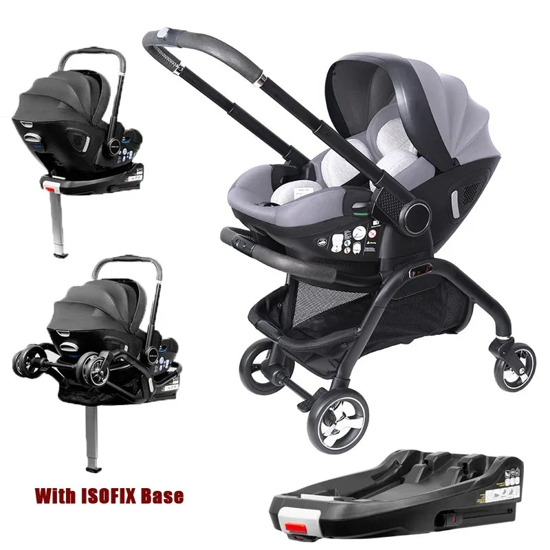 LUVCHAIN 4-in-1 Kinderwagen mit ISOFIX & Autositz – Faltbar, für Neugeborene (EU-Versand)