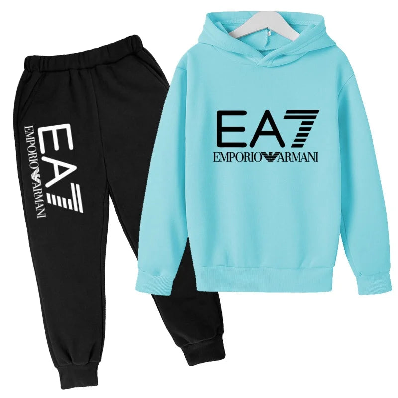 Kinder Jogginganzug 2-teilig – Hoodie & Hose mit Schriftzug für Jungen & Mädchen