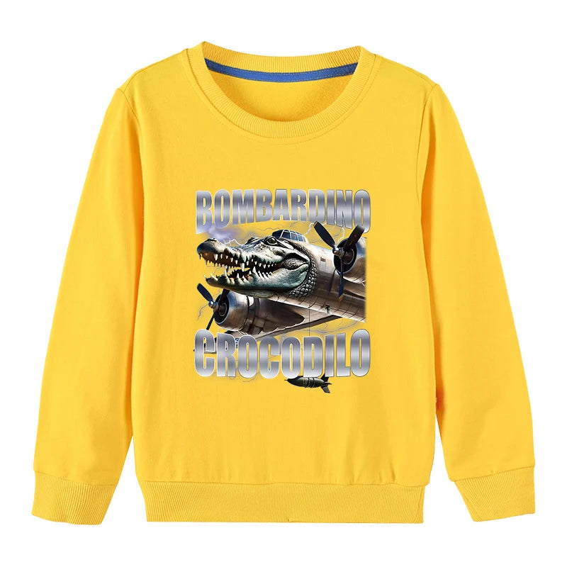Kinder Hoodie – Italian Brainrot Meme “Bombardino Crocodilo” – Unisex (3–12 Jahre)