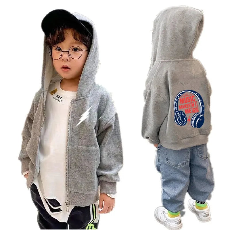 Kinder Kapuzenjacke mit Astronauten-Print | Reißverschluss | Unisex | 3–6 Jahre