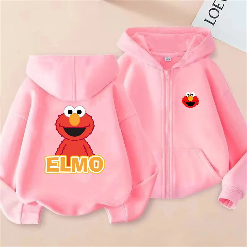 Kinder Hoodie mit Reißverschluss – Elmo Sesame Street Print, Unisex (3–12 Jahre)