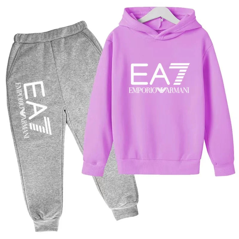 Kinder Jogginganzug 2-teilig – Hoodie & Hose mit Schriftzug für Jungen & Mädchen