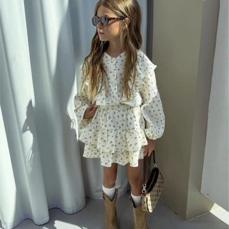 Baby Mädchen Set – Blumenhemd & Layered Rock, 2-teilig (2–7 Jahre)