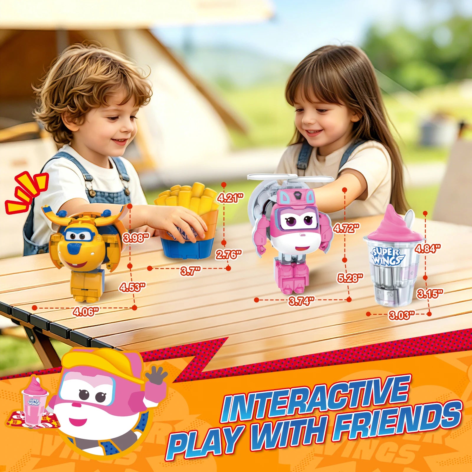 Super Wings 2-in-1 Transformierbarer Roboter – Dizzy & Donnie Foodie-Serie