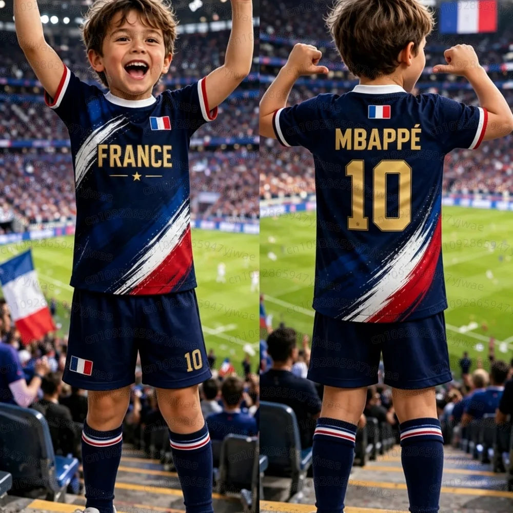 Mbappé #10 Fußball-Set | Trikot & Shorts | Frankreich | Unisex | Kinder & Erwachsene