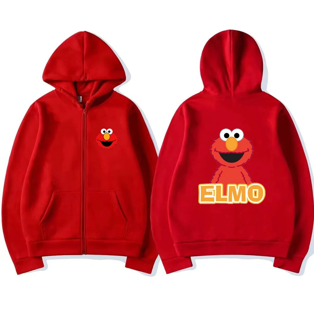 Kinder Hoodie mit Reißverschluss – Elmo Sesame Street Print, Unisex (3–12 Jahre)