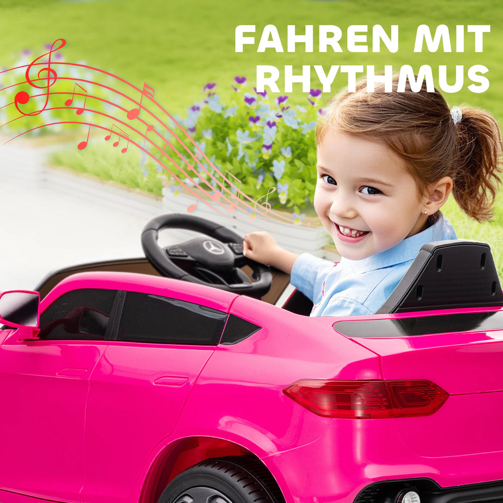 Kinder-Elektroauto 12V im Mercedes-Stil – Pink mit Fernbedienung & LED für Mädchen (3–6 Jahre)