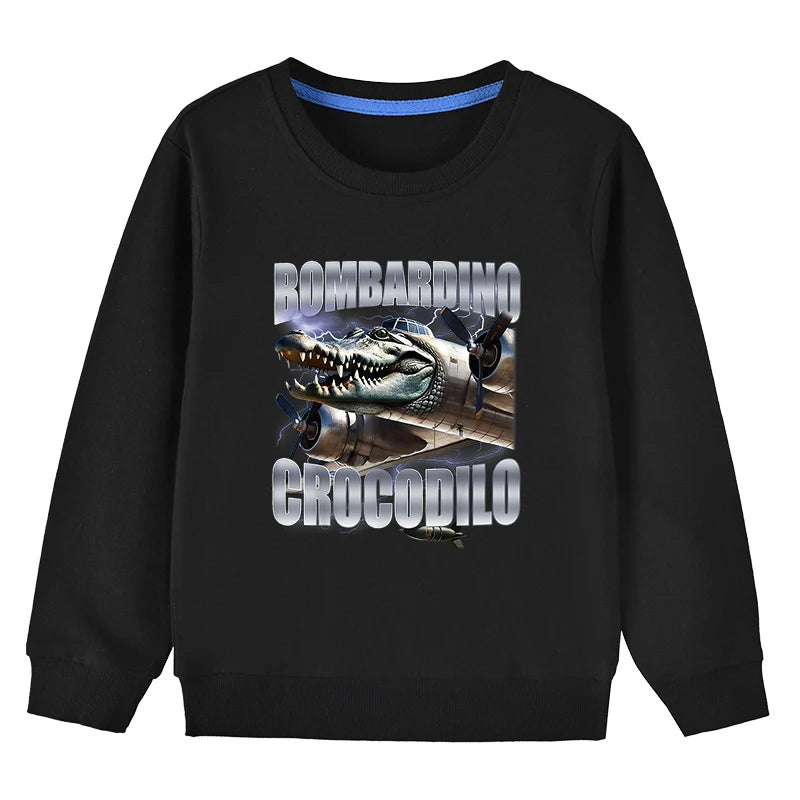 Kinder Hoodie – Italian Brainrot Meme “Bombardino Crocodilo” – Unisex (3–12 Jahre)