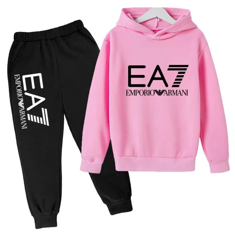 Kinder Jogginganzug 2-teilig – Hoodie & Hose mit Schriftzug für Jungen & Mädchen