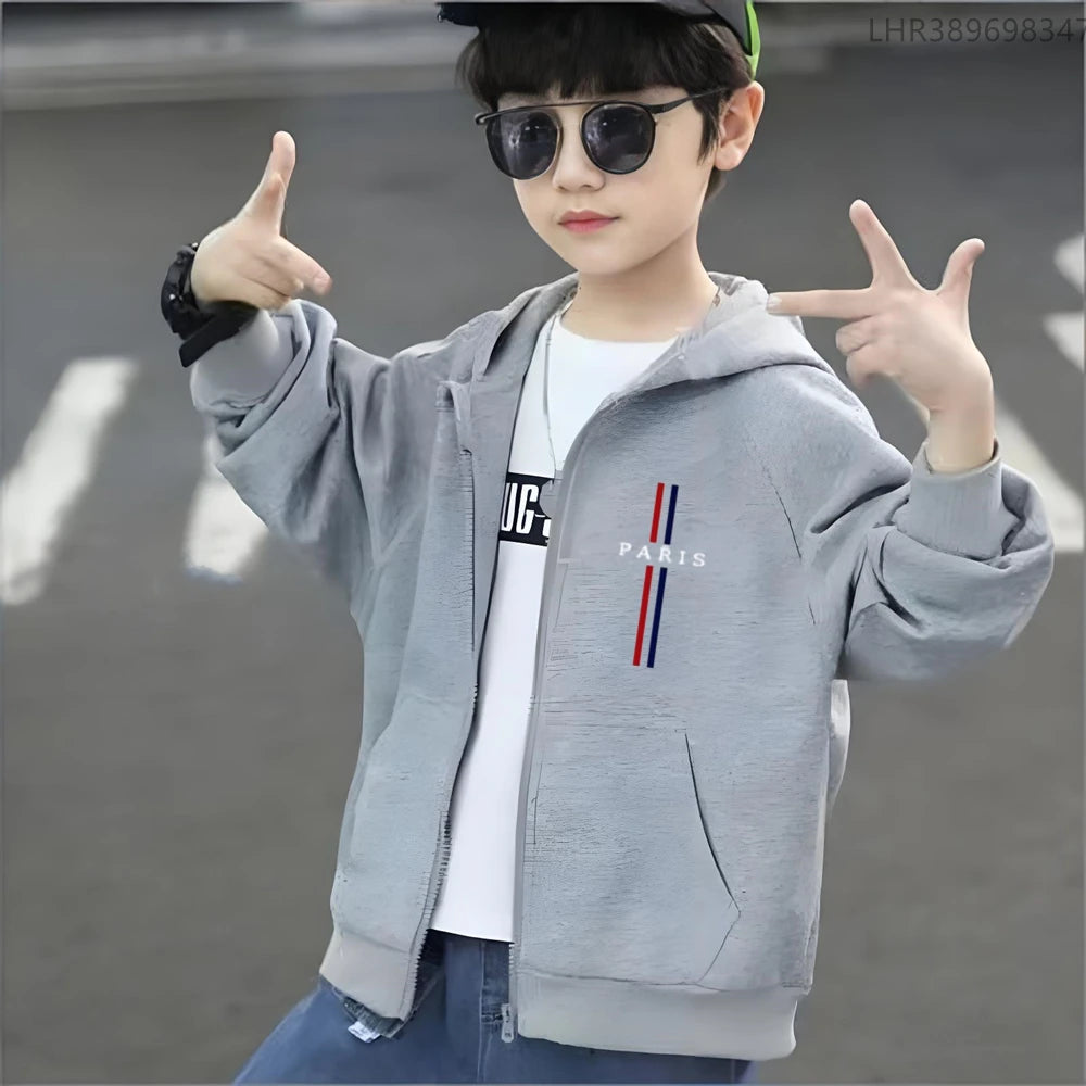 Kinder Hoodie-Jacke mit Reißverschluss – Unisex, Herbst & Frühling (3–12 Jahre)