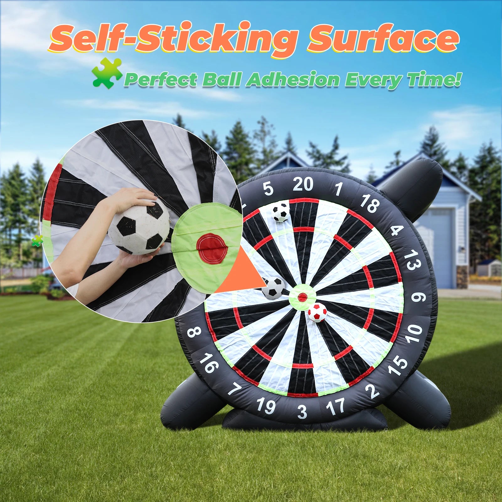 XXL Aufblasbare Fußball-Dartscheibe 3 m mit Gebläse & 8 Bällen