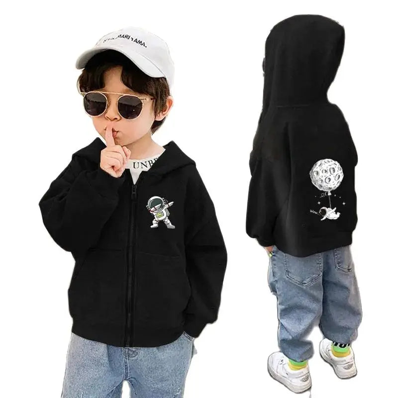Kinder Kapuzenjacke mit Astronauten-Print | Reißverschluss | Unisex | 3–6 Jahre